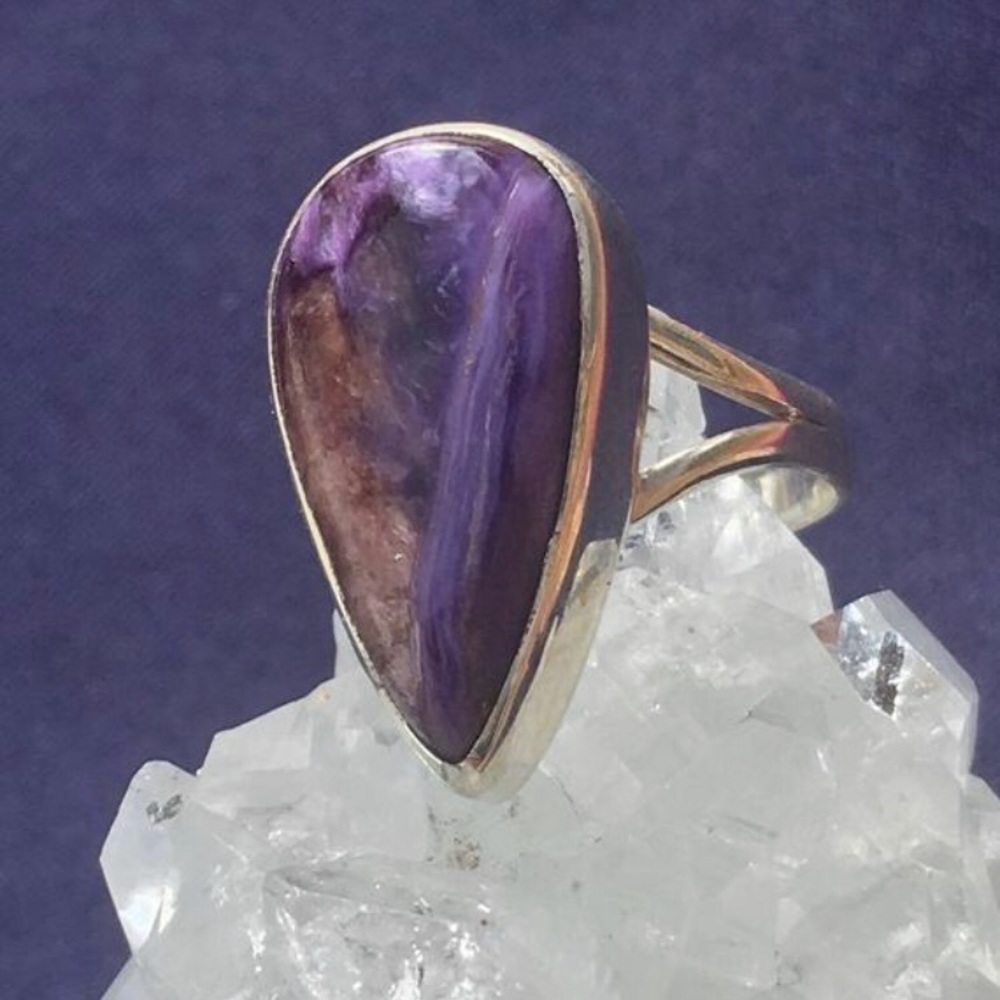 Large Purple Charoite Silver Ring Handmade by Me❤️
